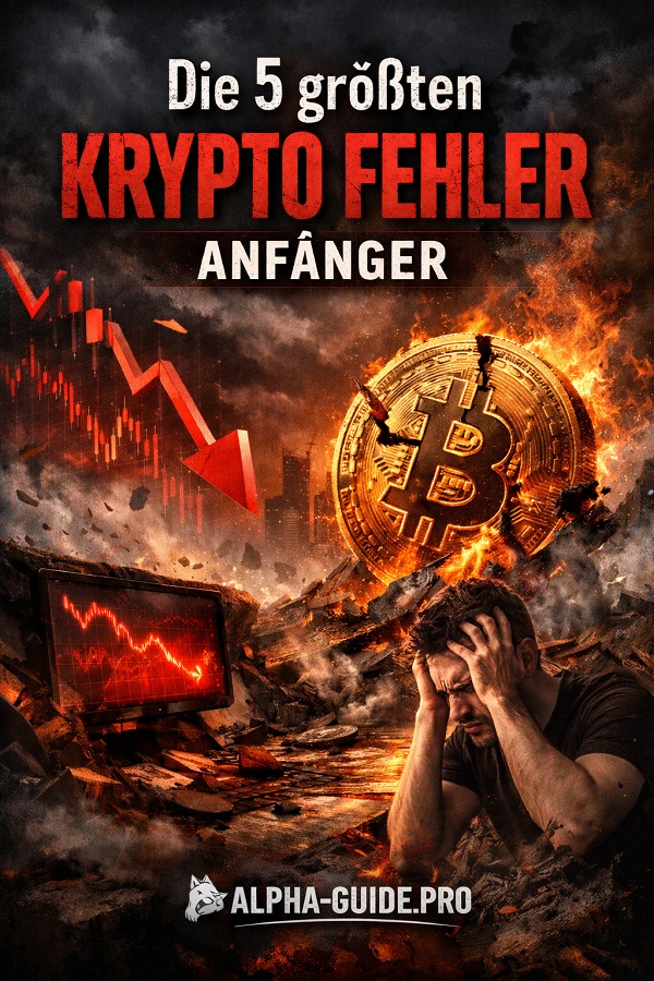 Verzweifelter Mann nach Krypto Verlust vor fallendem Bitcoin Chart – die größten Anfängerfehler beim Krypto investieren 2026